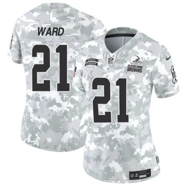 Womens Cleveland Browns #21 Denzel Ward 2024 F.U.S.E Arctic Camo Salute To Service Limited Stitched Jersey Dzhi